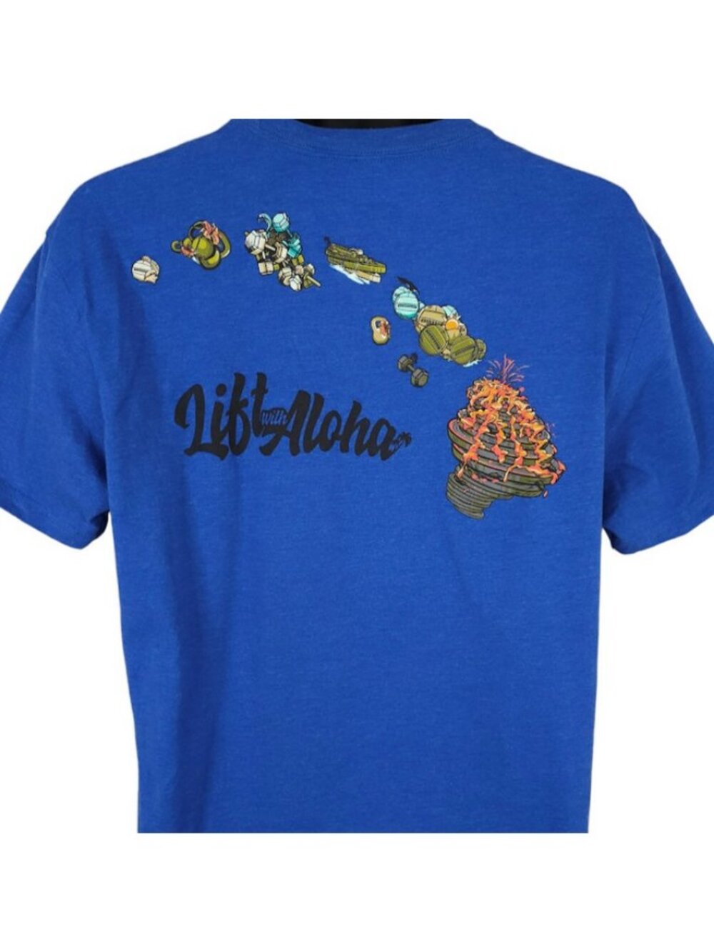 Project X Hawaii T Shirt Mens Size Large Blue Lift With Aloha Fitness Workout
